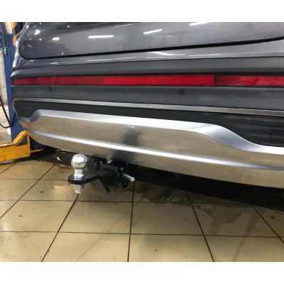 Фаркоп для Hyundai Santa Fe 2021-2023 установка без снятия и выреза бампера. Тип шара: E.