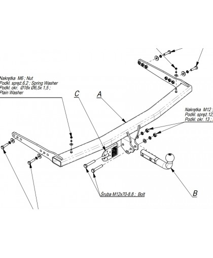 Фаркоп на Volkswagen Golf VIII хетчбек\универсал 07/2019- . SKODA Octavia IV хетчбек\универсал 07/2019-
