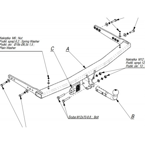 Фаркоп на Volkswagen Golf VIII хетчбек\универсал 07/2019- . SKODA Octavia IV хетчбек\универсал 07/2019-